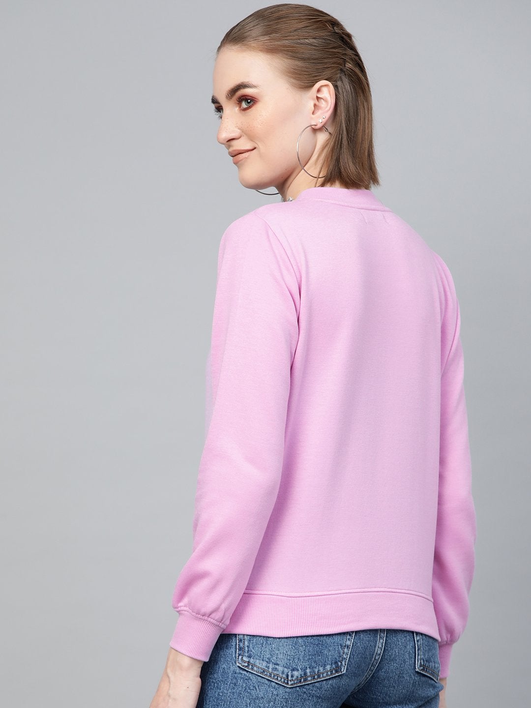 Women's Lavender Neck Trim Sweatshirt - SASSAFRAS