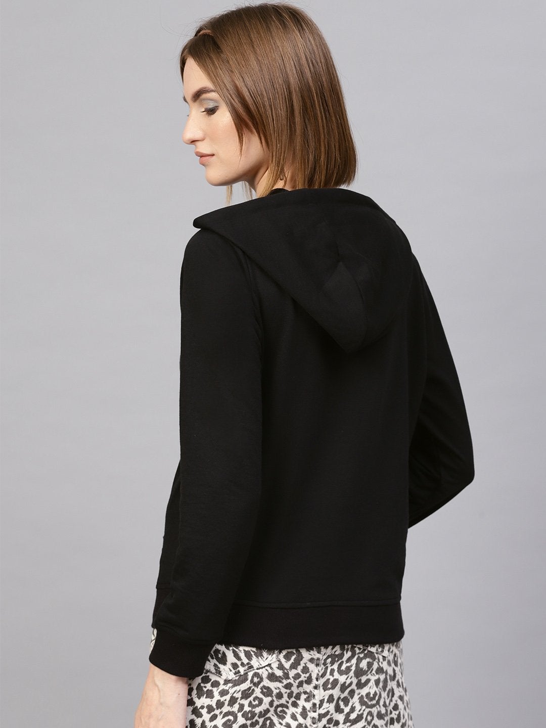 Women's Black Kangaroo Pocket Hoodie - SASSAFRAS