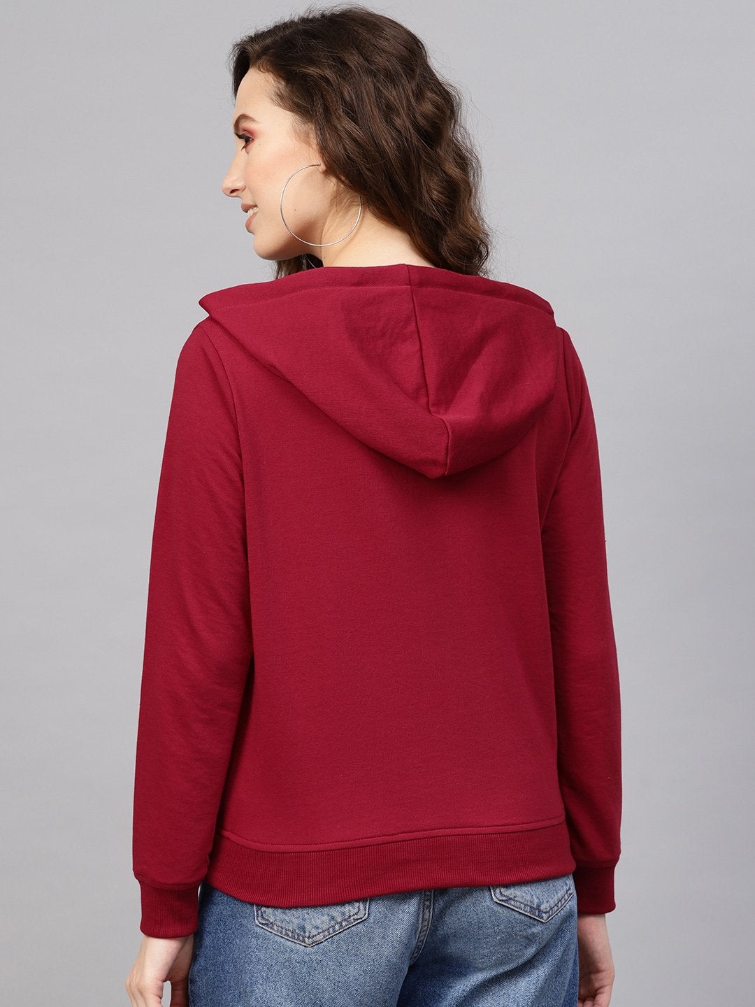 Women's Maroon Kangaroo Pocket Hoodie - SASSAFRAS