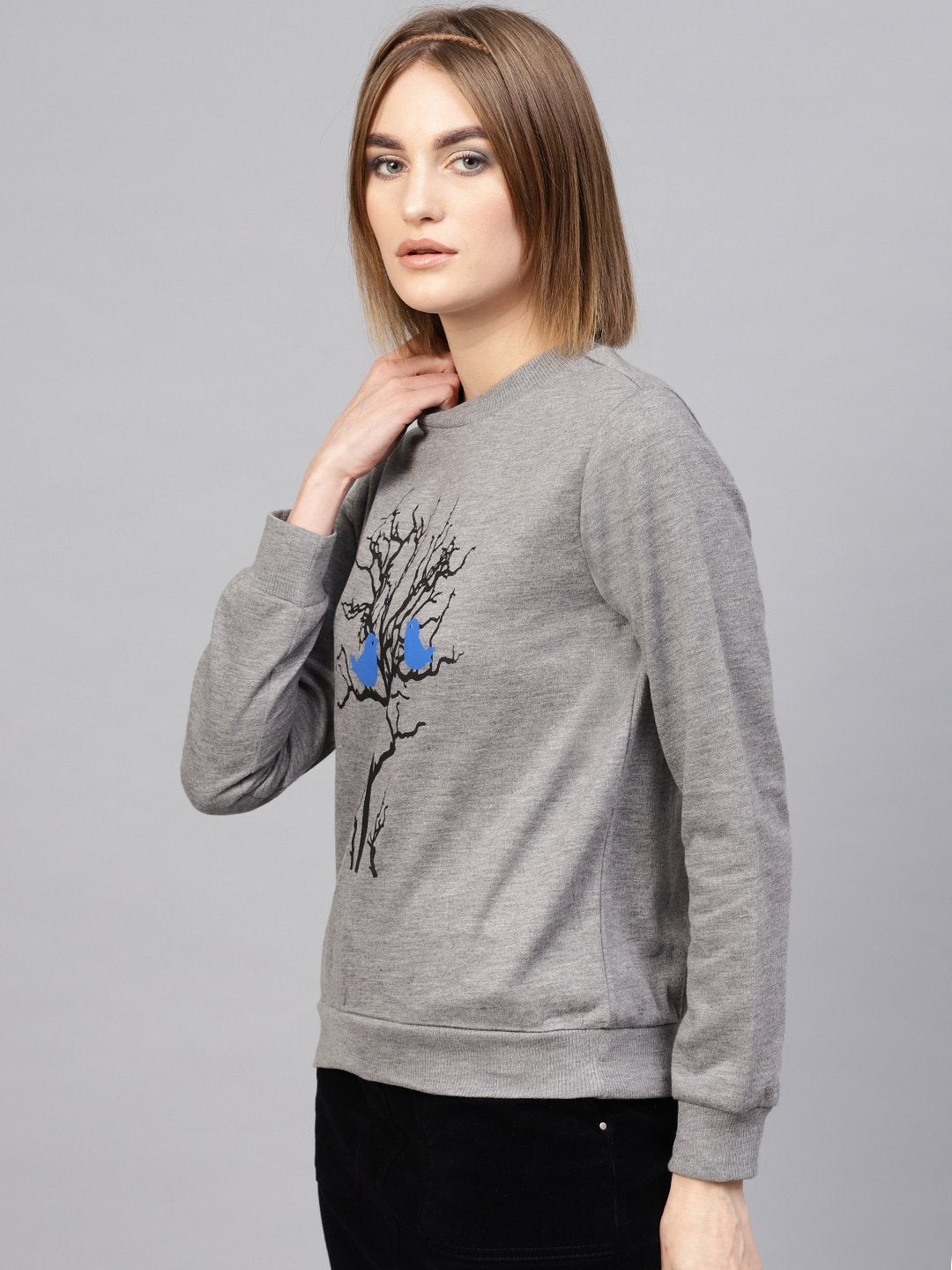 Women's Grey Tree Print Sweatshirt - SASSAFRAS