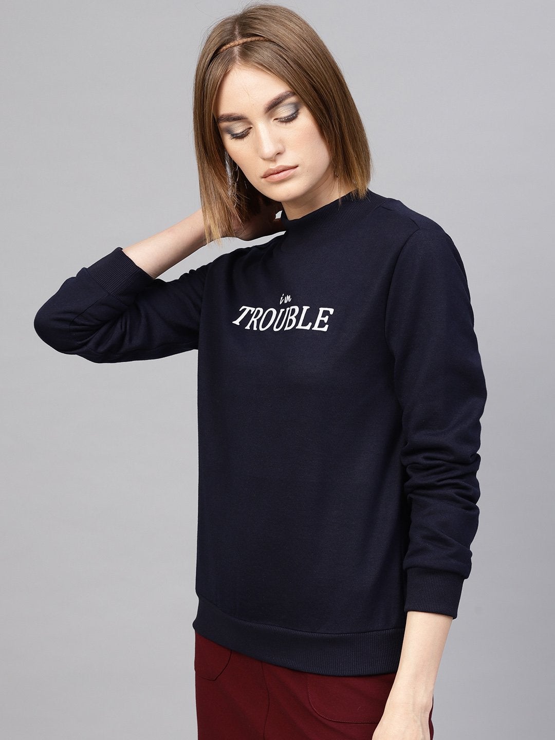 Women's Navy Slogan Print Sweatshirt - SASSAFRAS