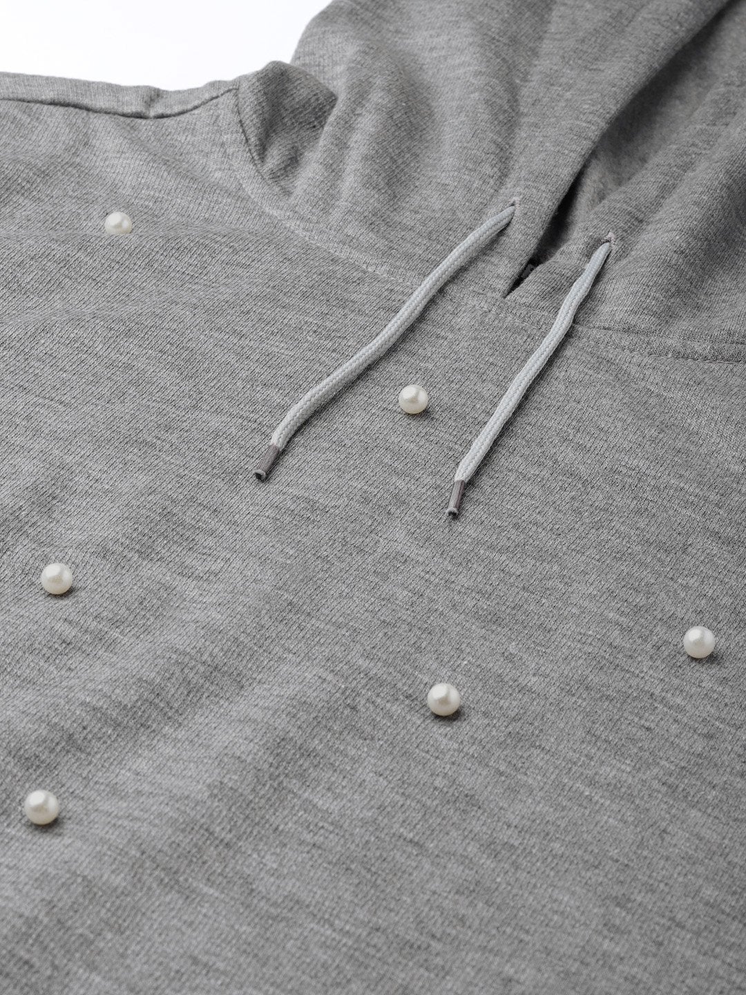 Women's Grey Pearl Crop Hoodie - SASSAFRAS