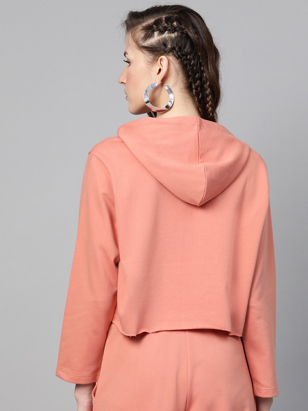 Women's Peach Boxy Crop Sweatshirt Hoodie - SASSAFRAS