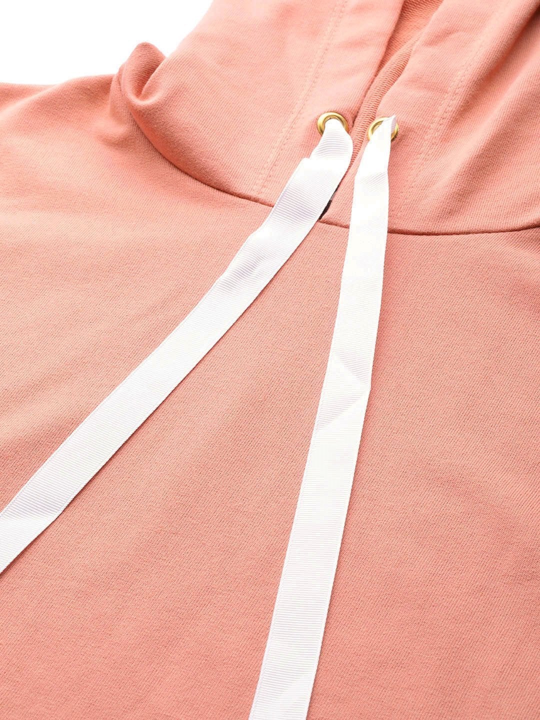 Women's Peach Boxy Crop Sweatshirt Hoodie - SASSAFRAS