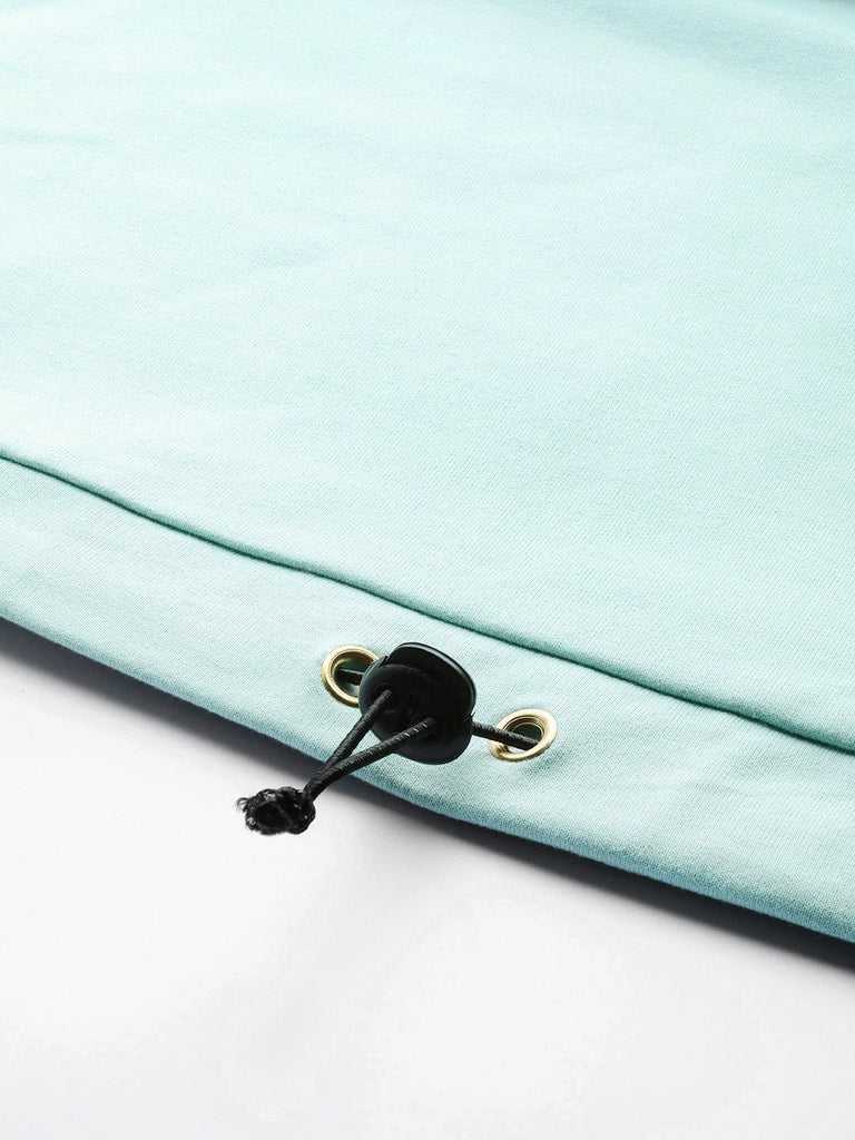 Women's Sea Green Drawstring Crop Sweatshirt