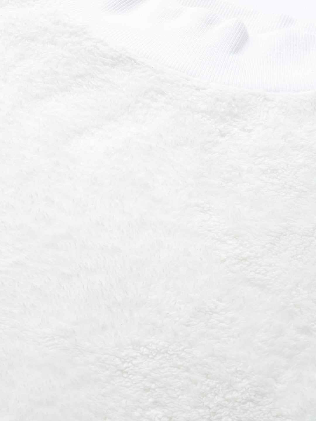 Women's White Balloon Sleeve Faux Fur Sweatshirt - SASSAFRAS