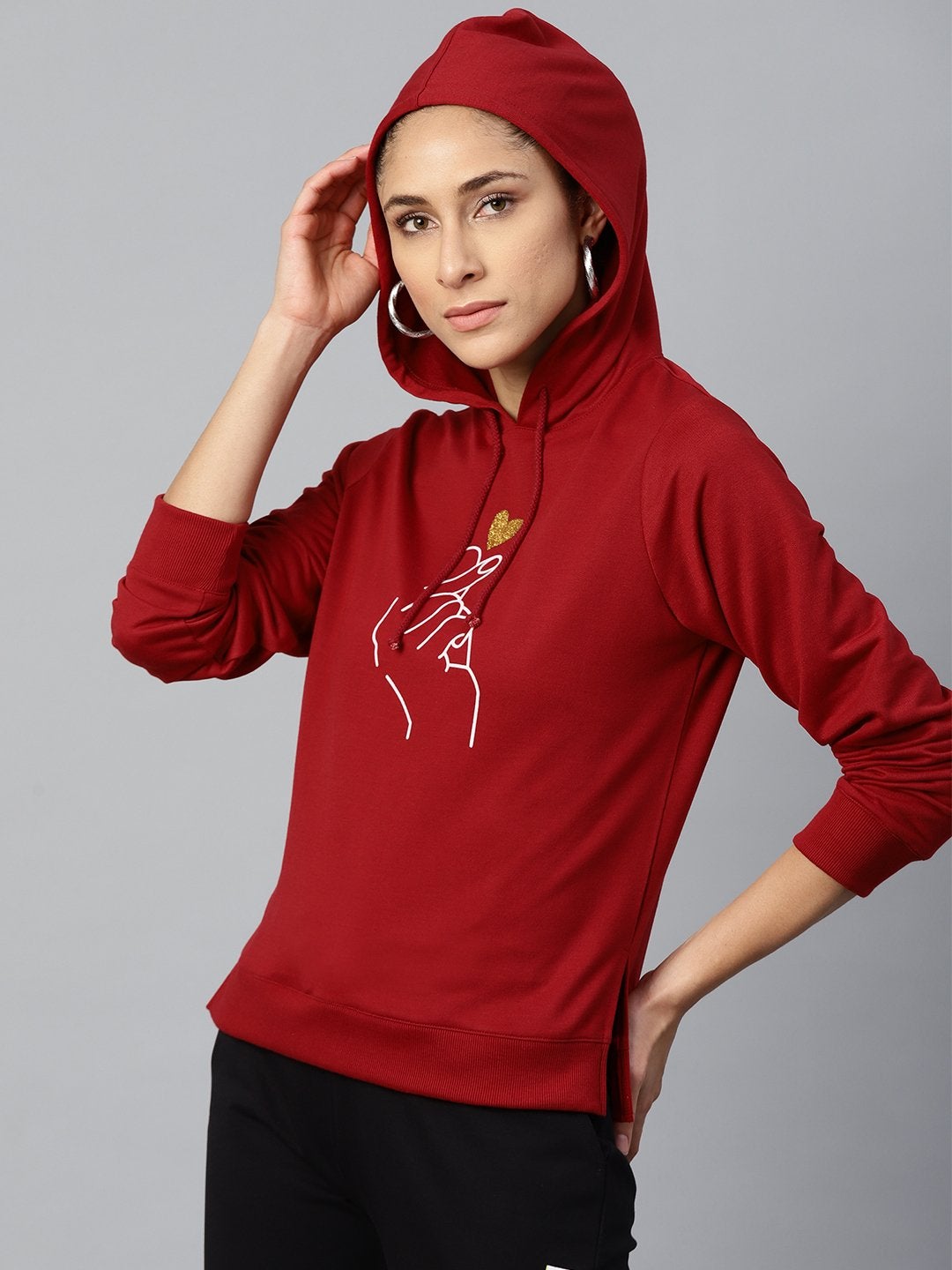 Women's Maroon Like-Me-Print Sweatshirt - SASSAFRAS