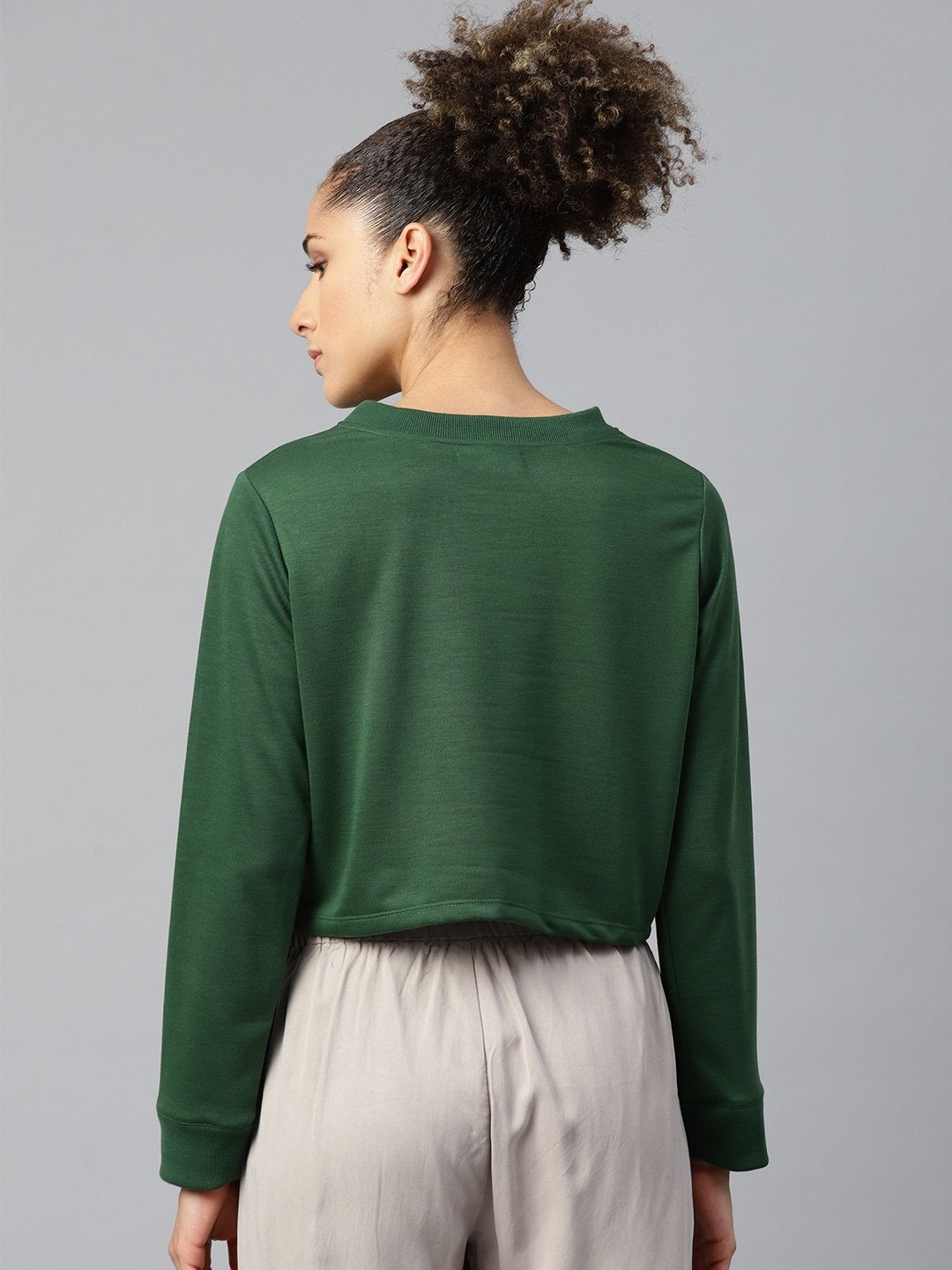 Women's Green Queen-Print Crop Sweatshirt - SASSAFRAS