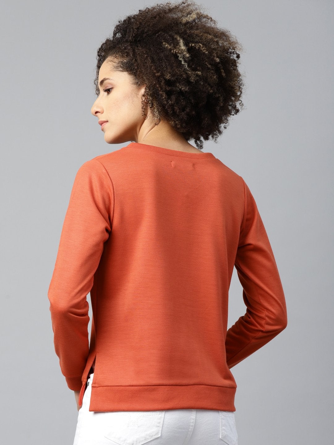 Women's Rust V-Neck Basic Sweatshirt - SASSAFRAS