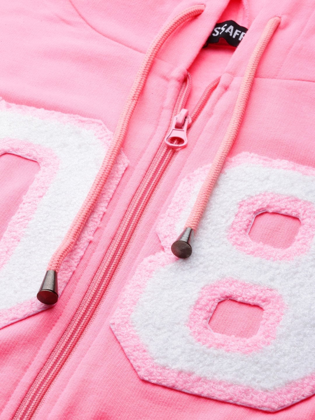 Women's Pink Fleece Zipper Hoodie Sweatshirt - SASSAFRAS