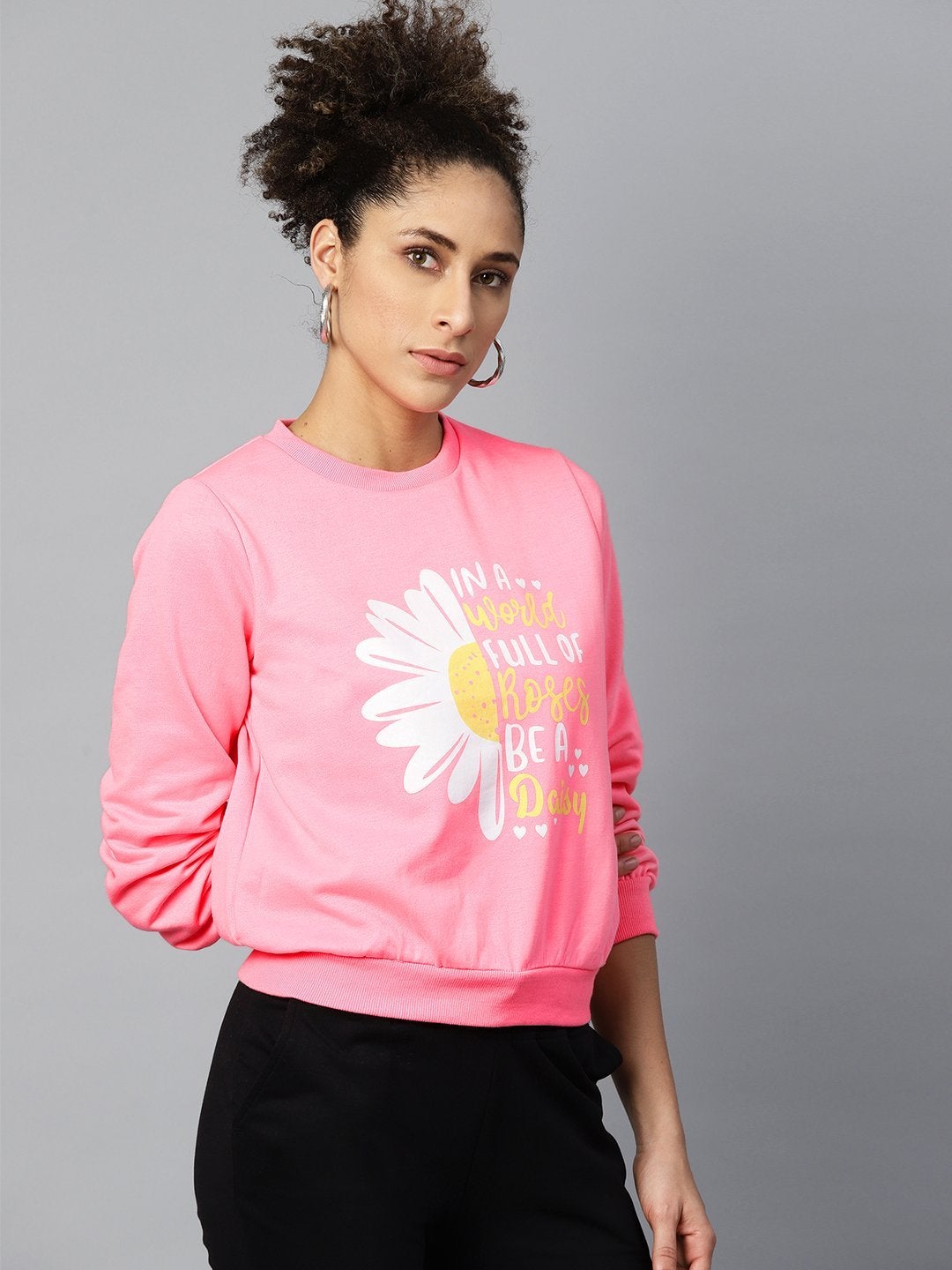 Women's Pink Floral Print Sweatshirt - SASSAFRAS