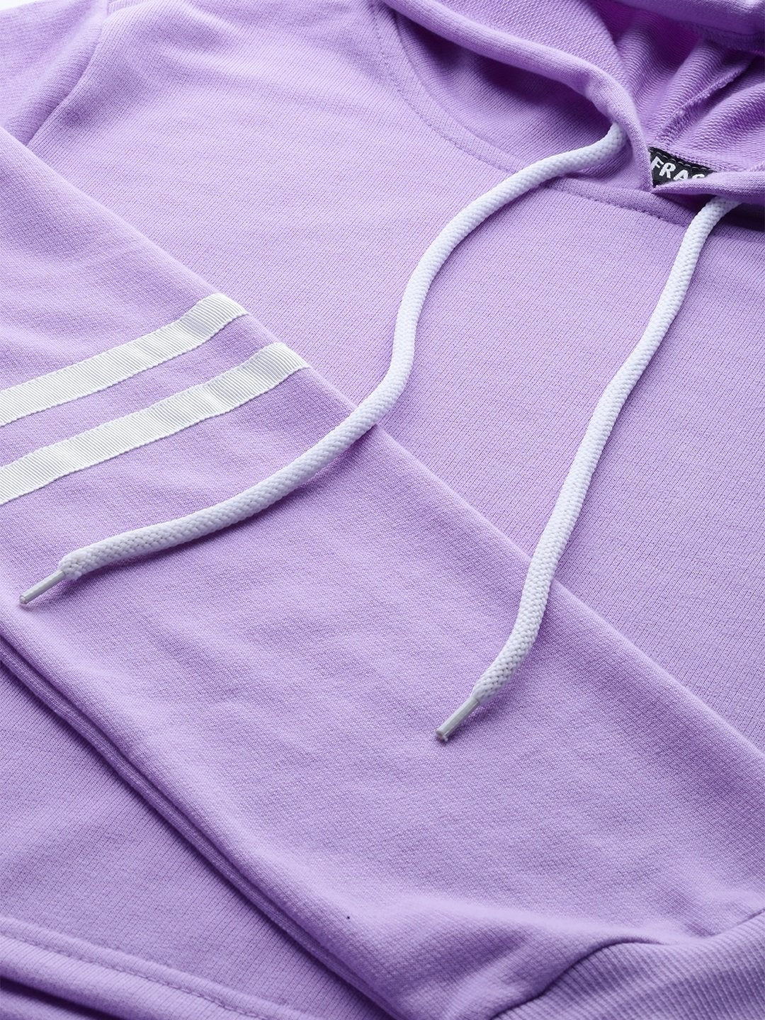 Women's Purple With White Tape Crop Hoodie - SASSAFRAS