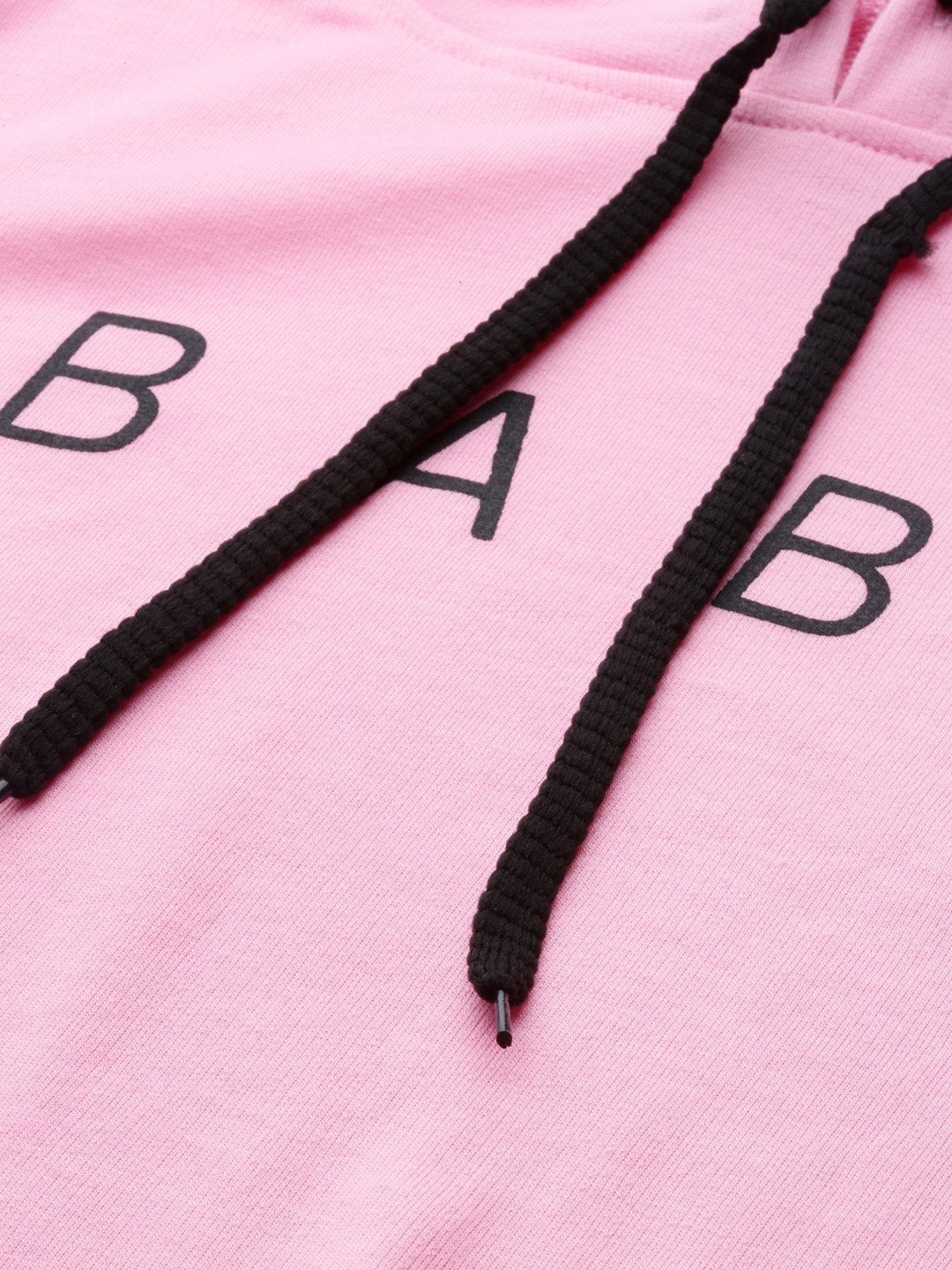 Women's Pink Baby-Print Crop Boxy Hoodie - SASSAFRAS