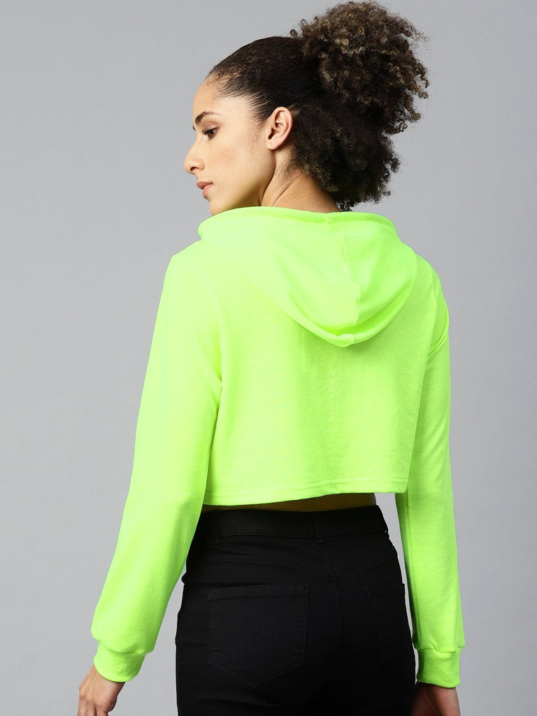 Women's Neon Green Baby-Print Crop Boxy Hoodie