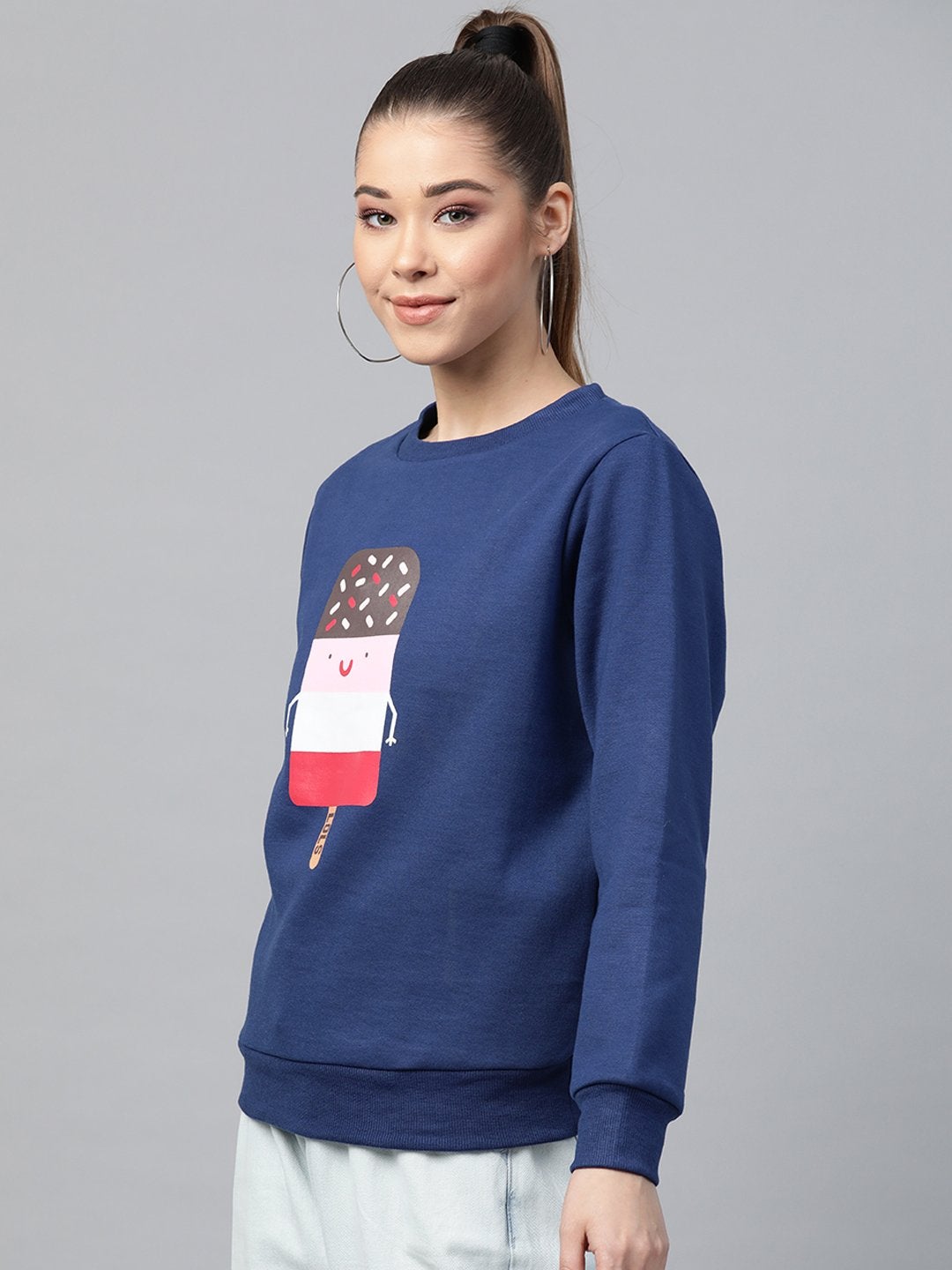 Women's Blue Ice-Cream Print Sweatshirt - SASSAFRAS