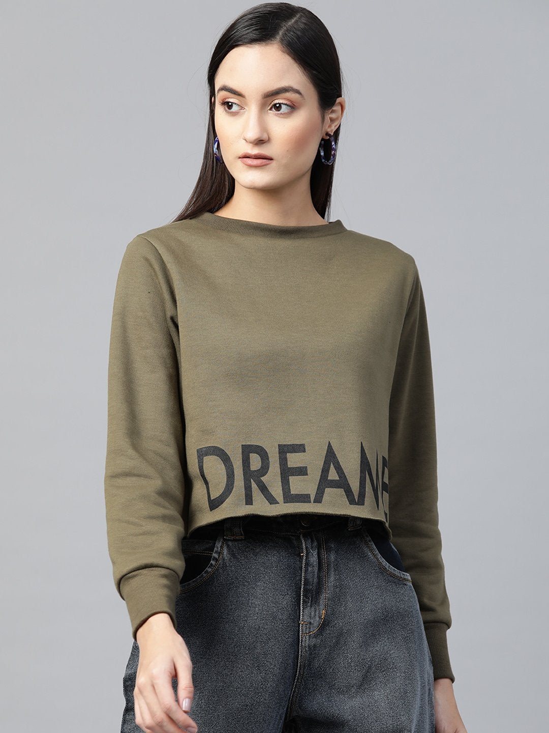 Women's Olive Dreamer Print Sweatshirt - SASSAFRAS