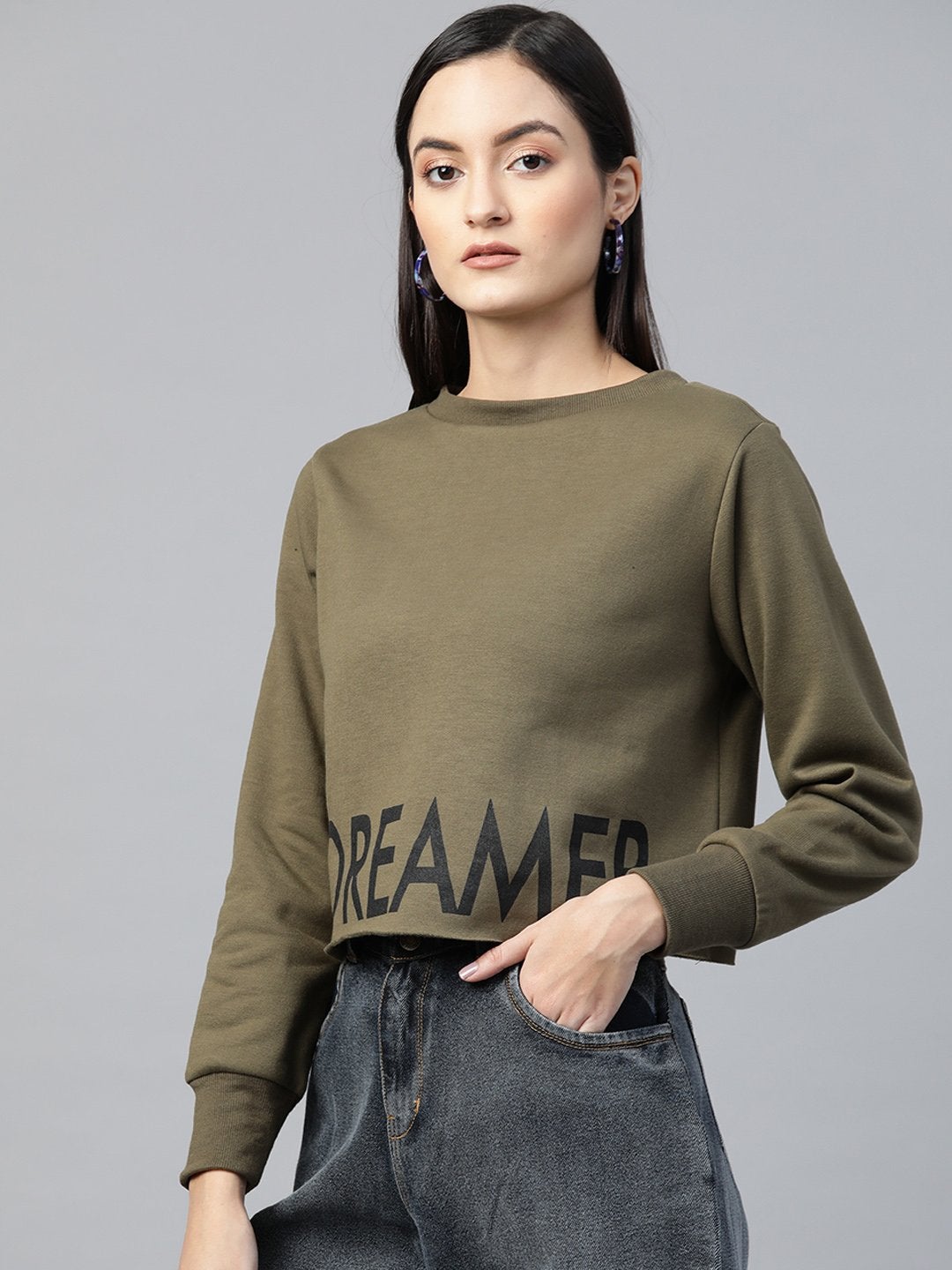 Women's Olive Dreamer Print Sweatshirt - SASSAFRAS