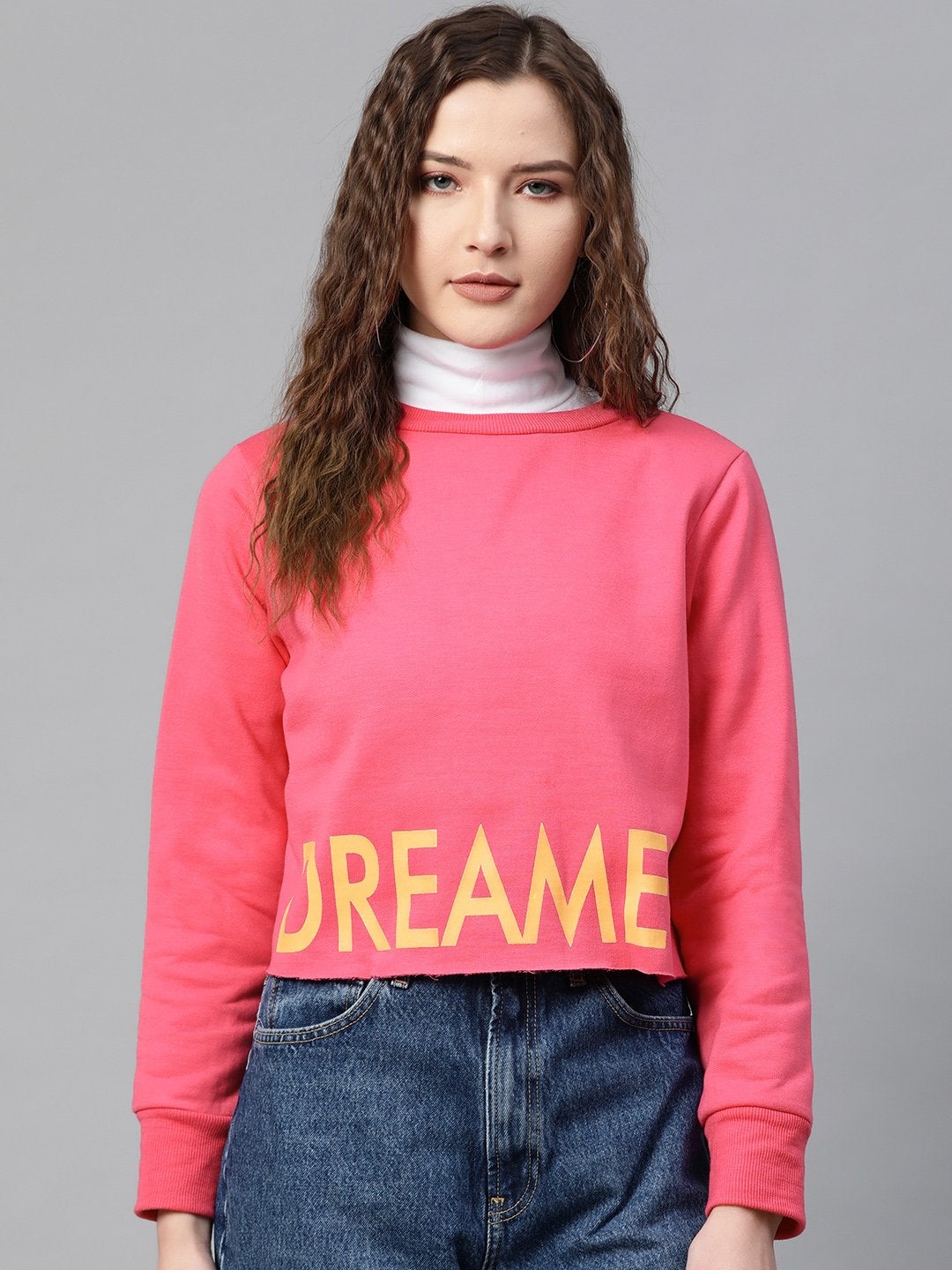 Women's Fuchsia Dreamer Print Sweatshirt - SASSAFRAS