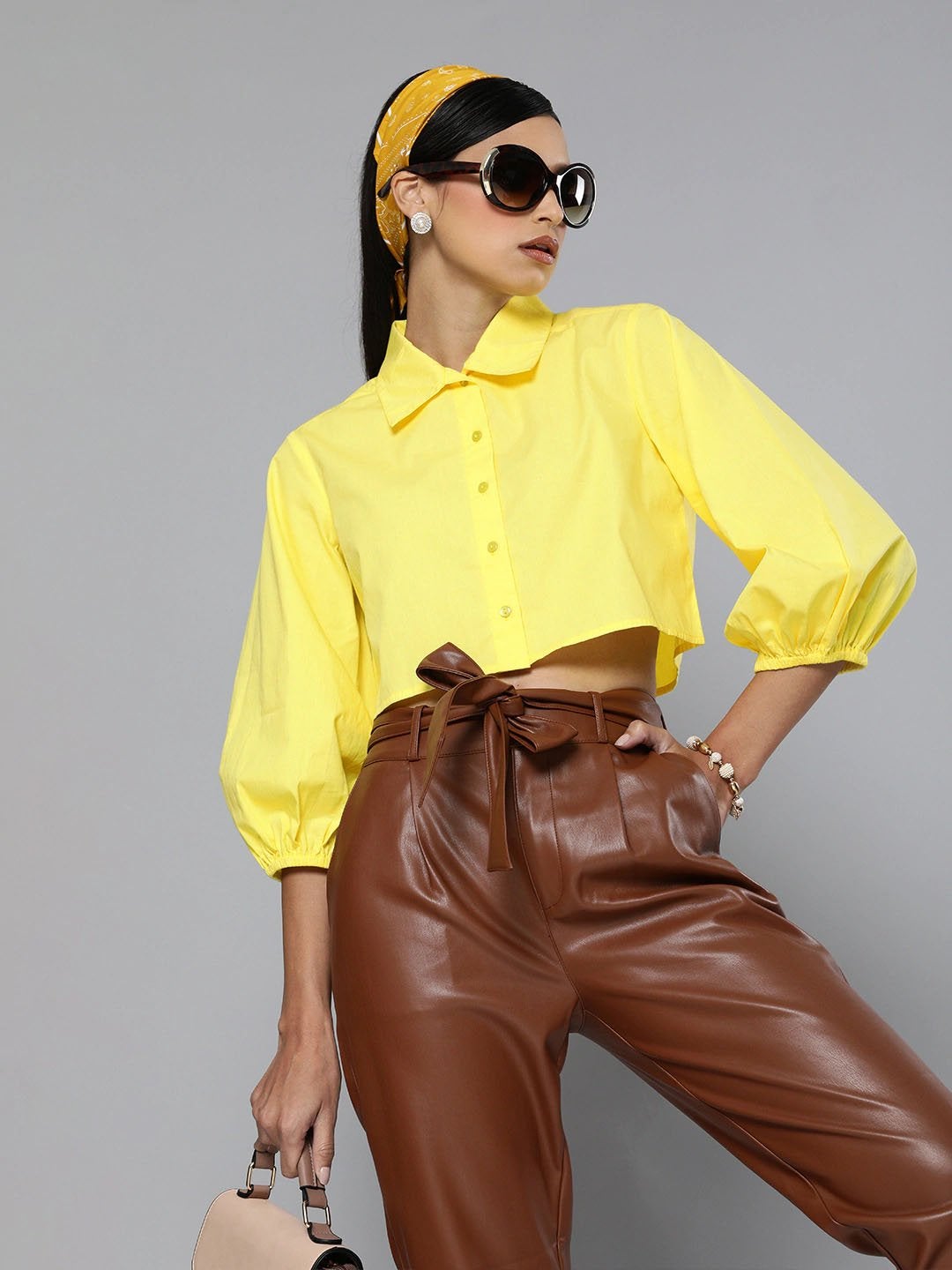 Women's Yellow Loose Fit Shirt Style Top - SASSAFRAS