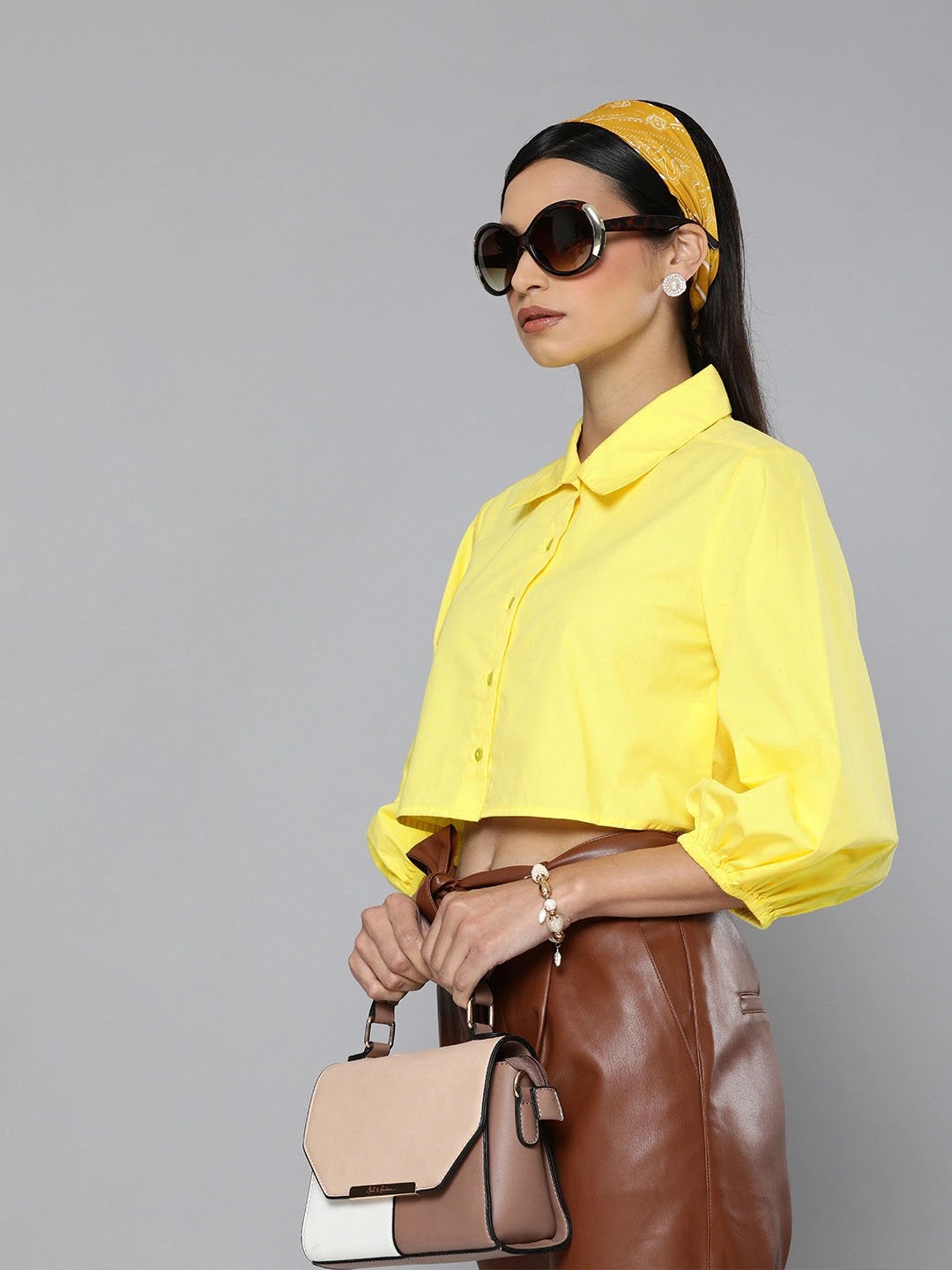 Women's Yellow Loose Fit Shirt Style Top - SASSAFRAS