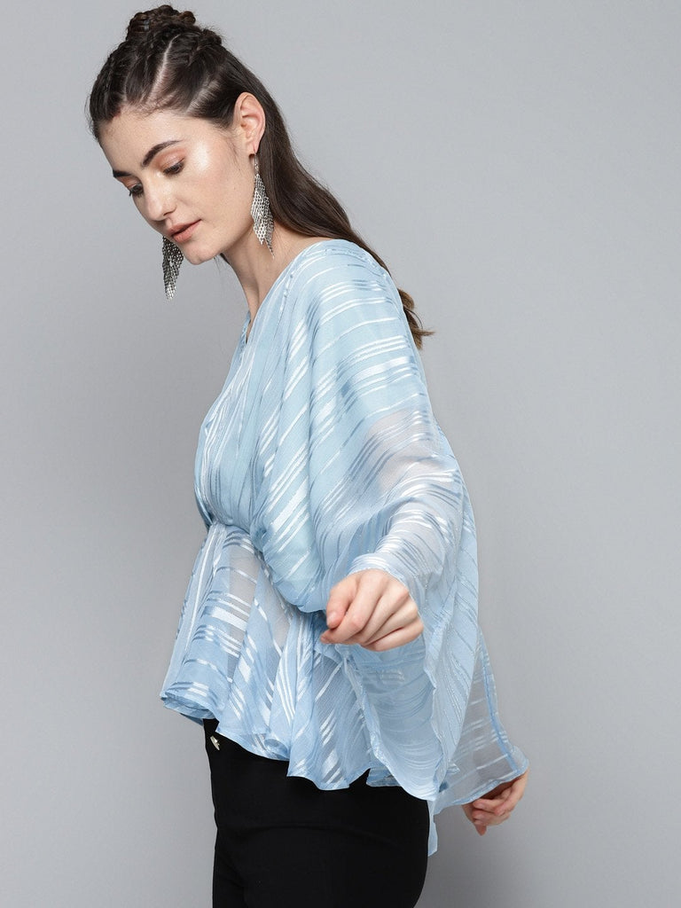 Women's Blue Lurex Kimono Top