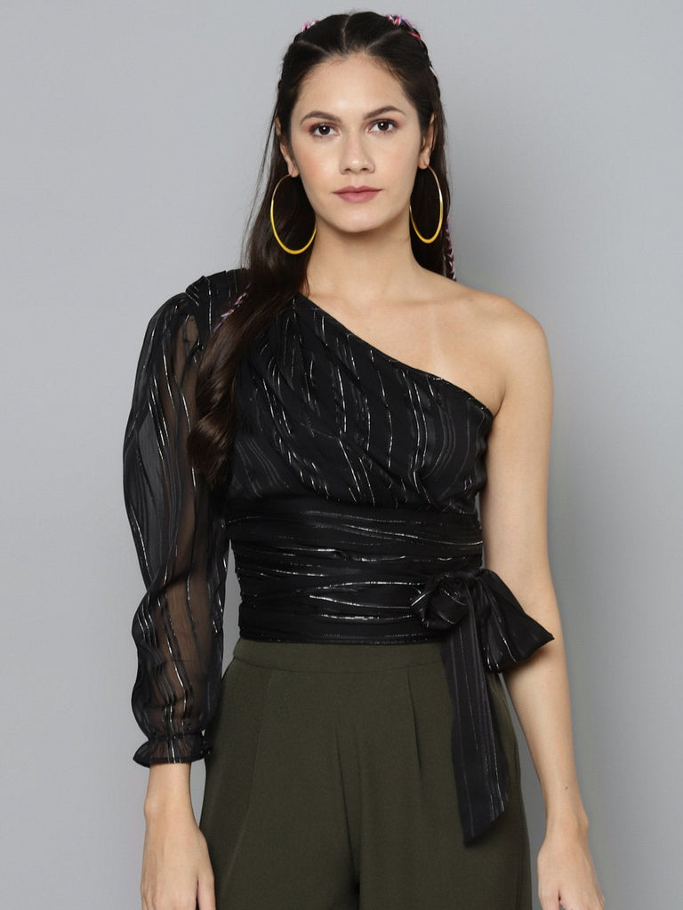 Women's Black One Shoulder Top