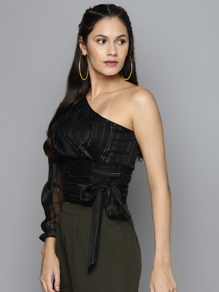 Women's Black One Shoulder Top