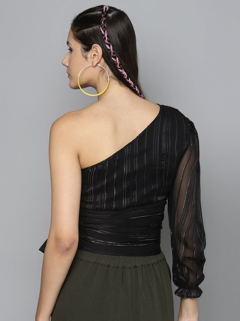 Women's Black One Shoulder Top
