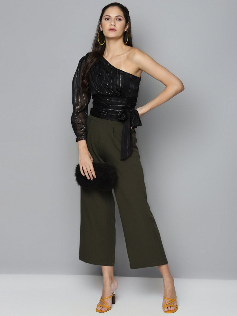 Women's Black One Shoulder Top