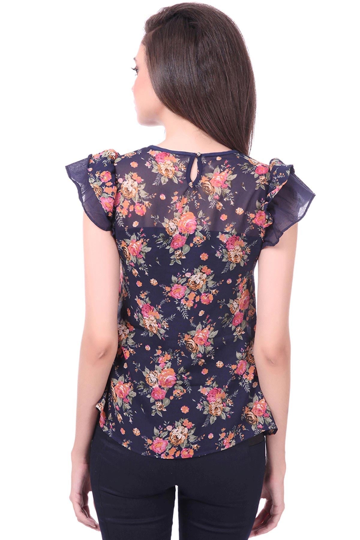 Women's Angel Sleeves Floral Top - SASSAFRAS