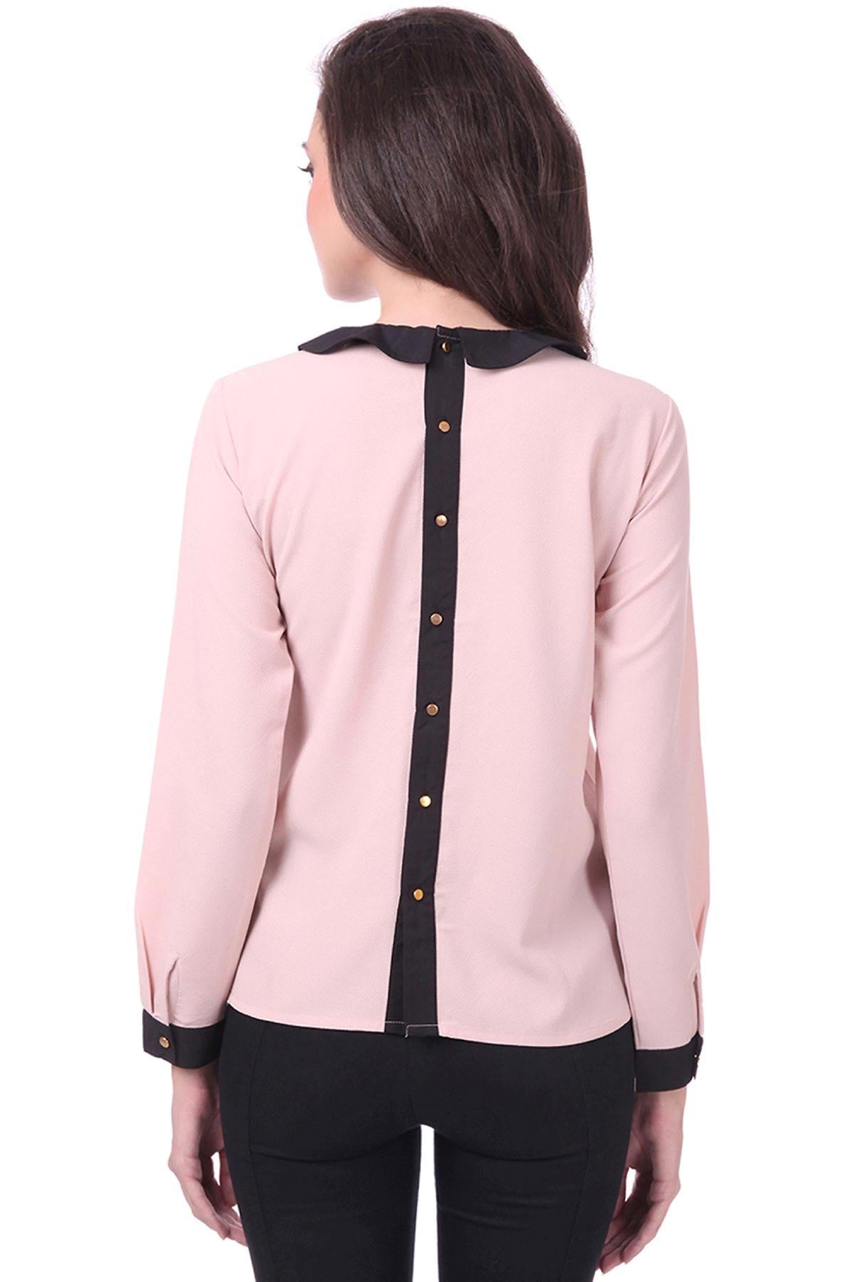 Women's Nude Peterpan Collar Top - SASSAFRAS