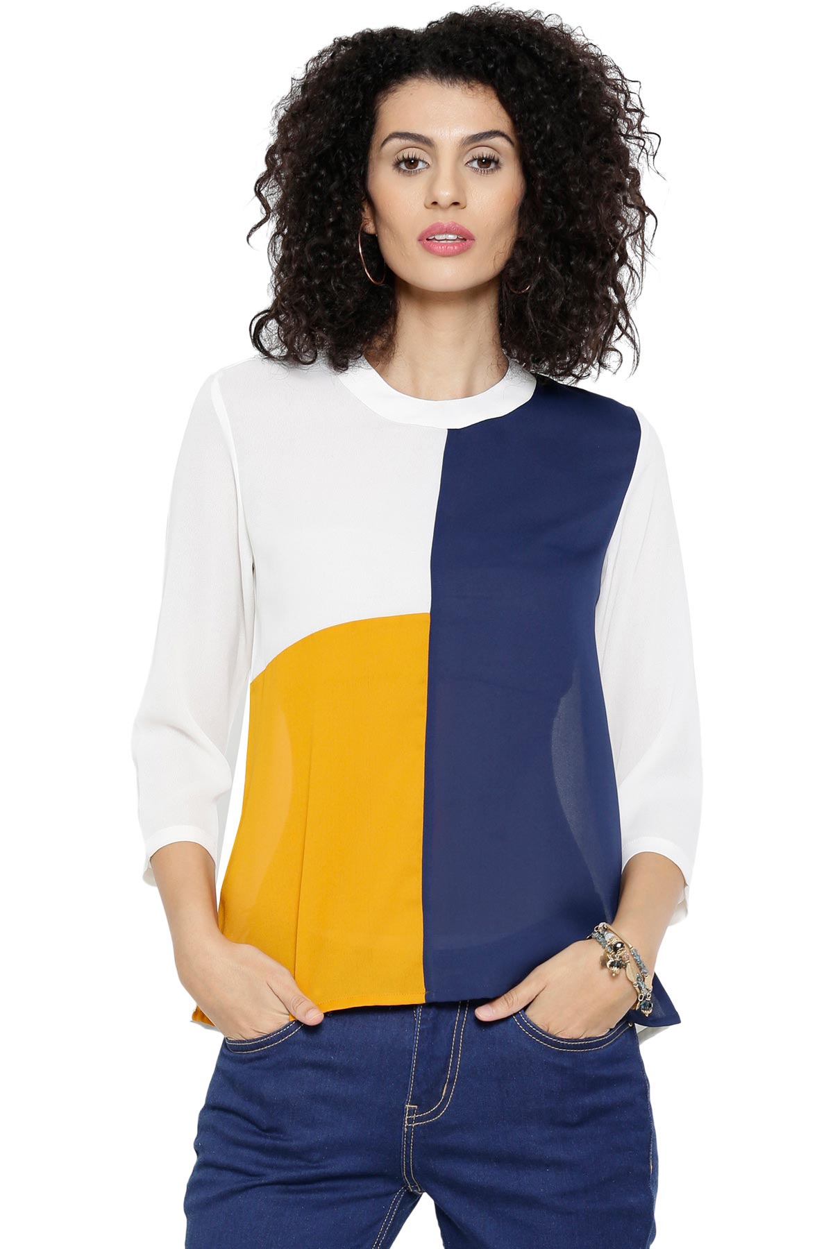 Women's Midnight Color Block Top - SASSAFRAS