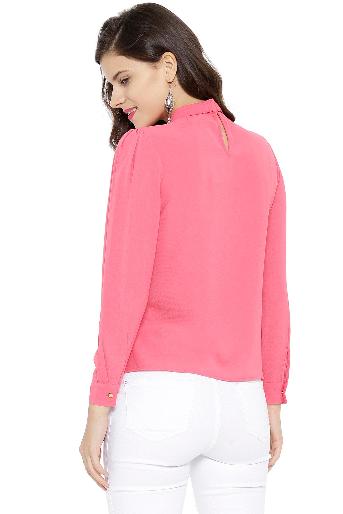 Women's Layered Beaded Neck Pink Top - SASSAFRAS