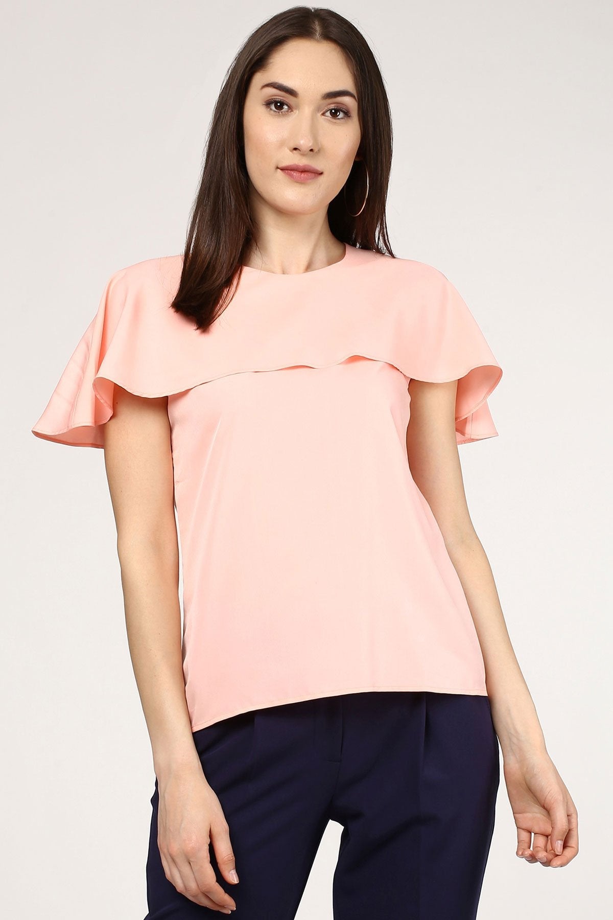 Women's Ruffled Layer Peach Top - SASSAFRAS