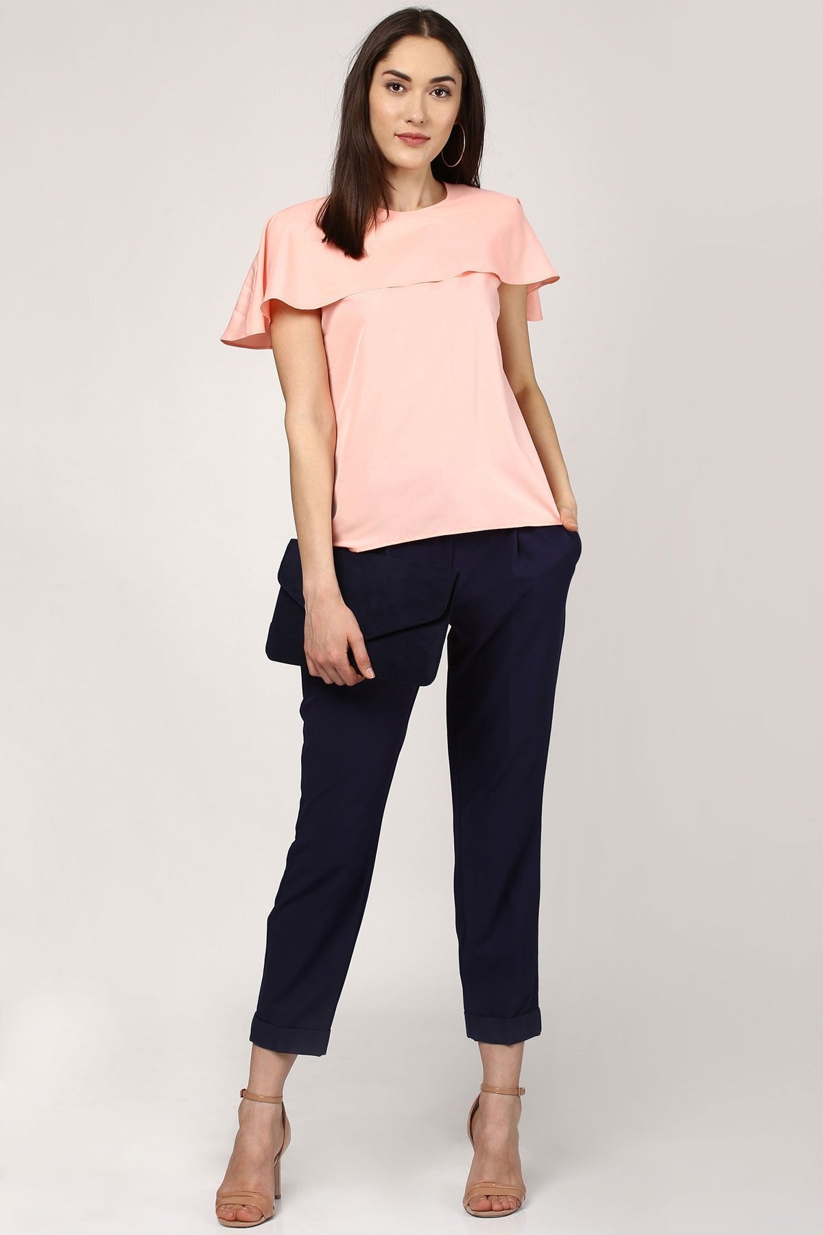 Women's Ruffled Layer Peach Top - SASSAFRAS