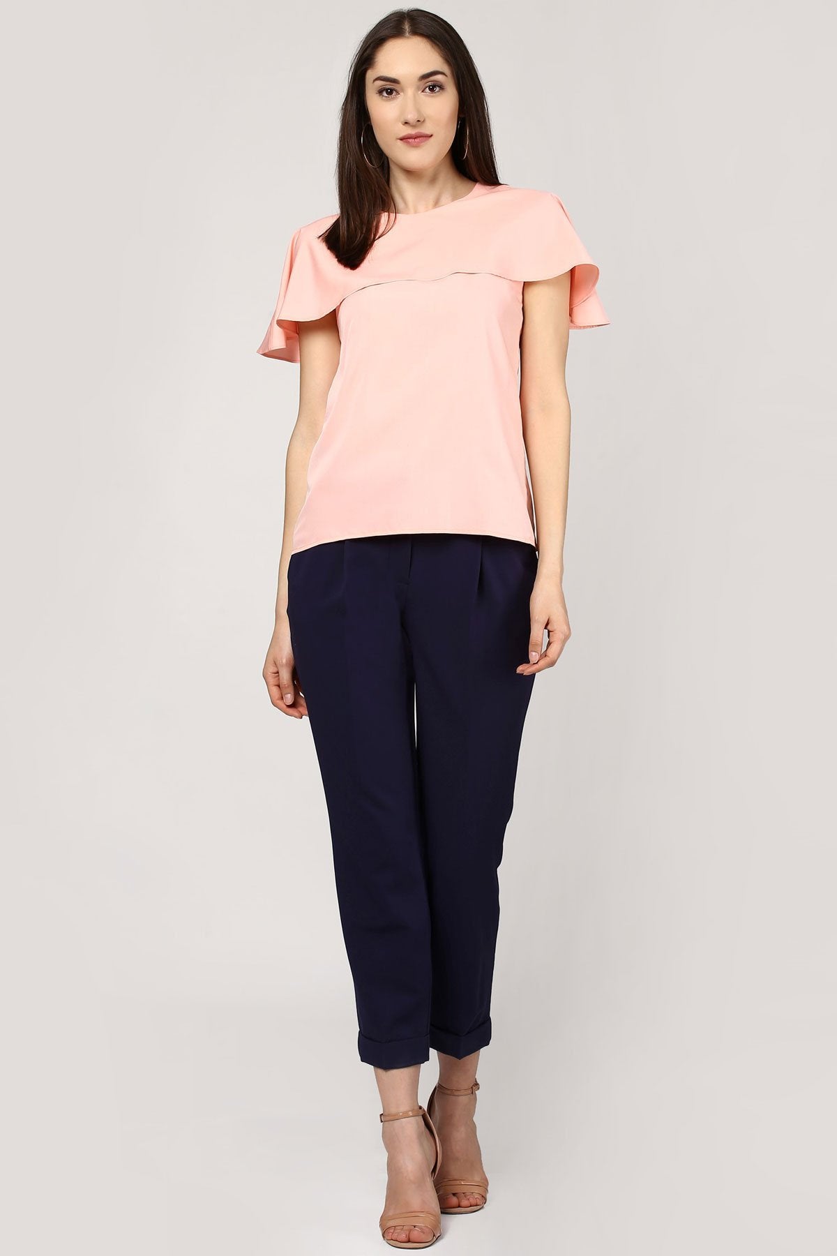 Women's Ruffled Layer Peach Top - SASSAFRAS