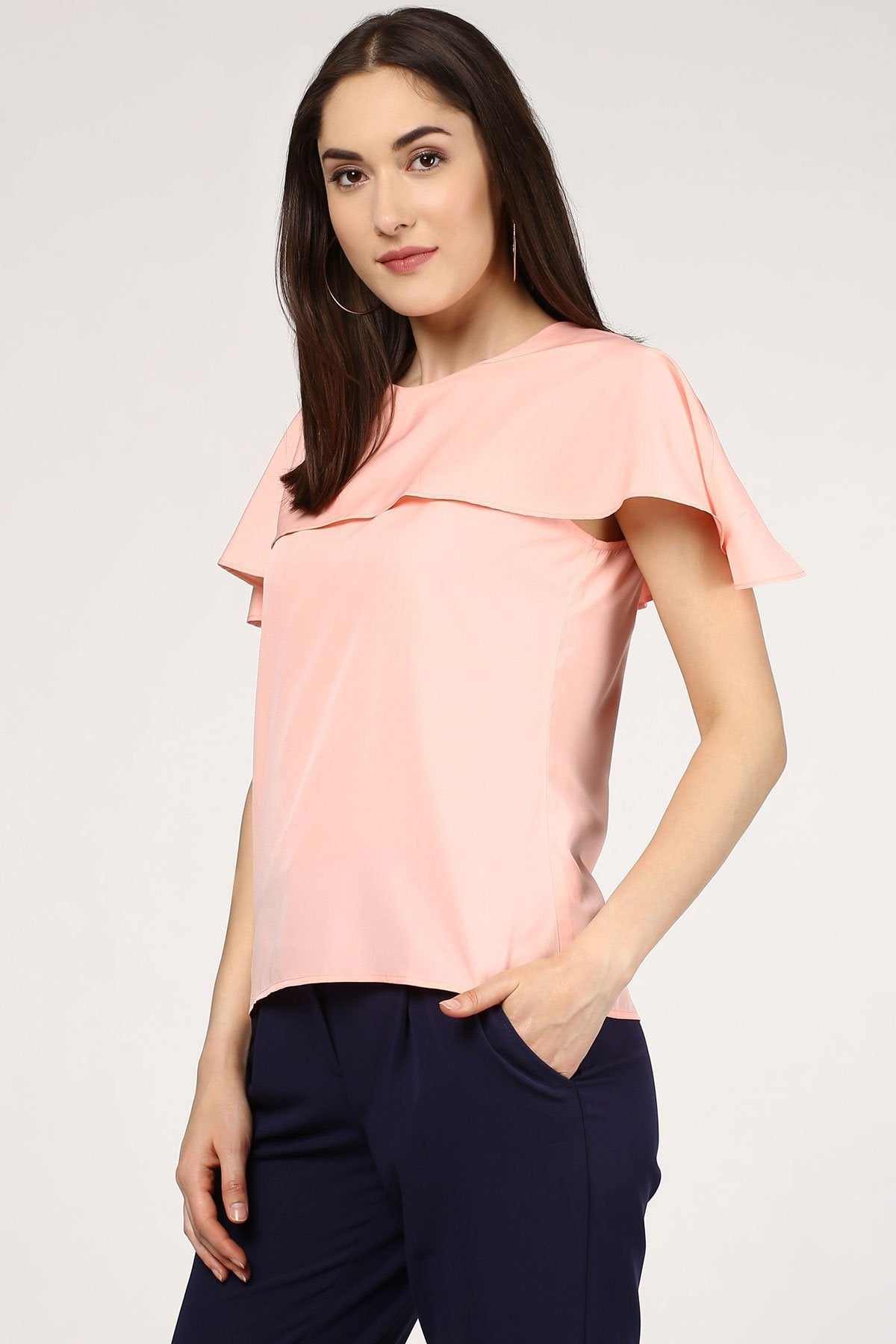 Women's Ruffled Layer Peach Top - SASSAFRAS