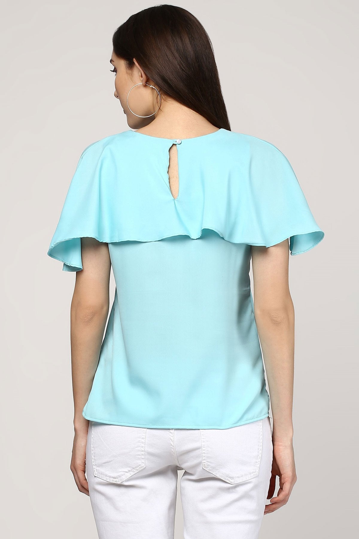 Women's Ruffled Layer Blue Top - SASSAFRAS