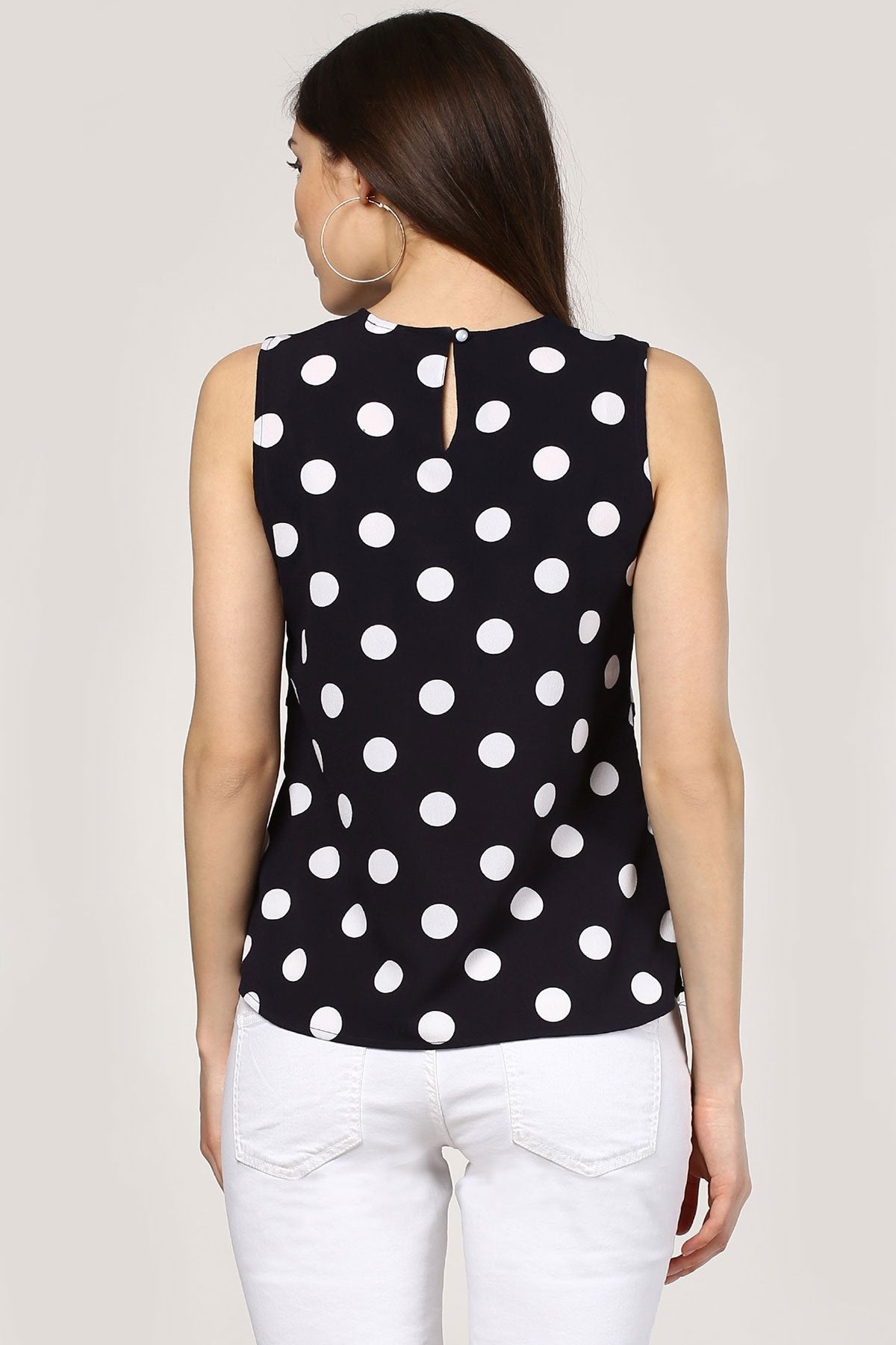 Women's Polka Dot Overlay Wrap Top - SASSAFRAS