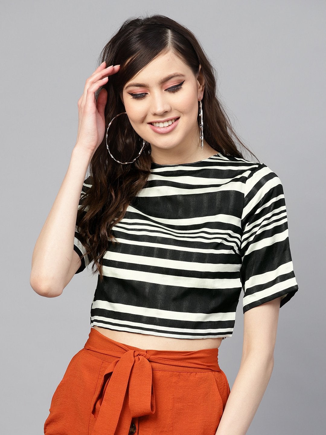 Women's Mono Stripe Crop Top - SASSAFRAS