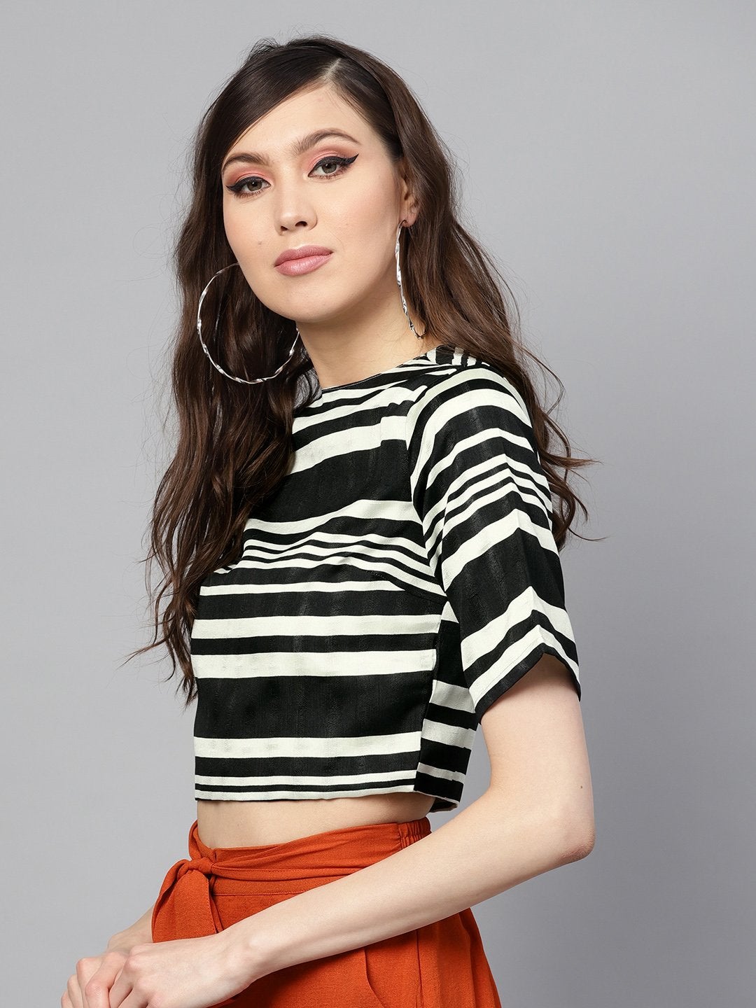 Women's Mono Stripe Crop Top - SASSAFRAS