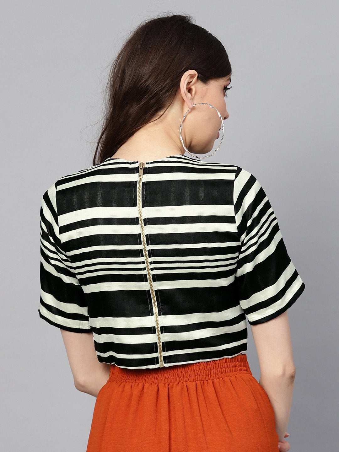 Women's Mono Stripe Crop Top - SASSAFRAS