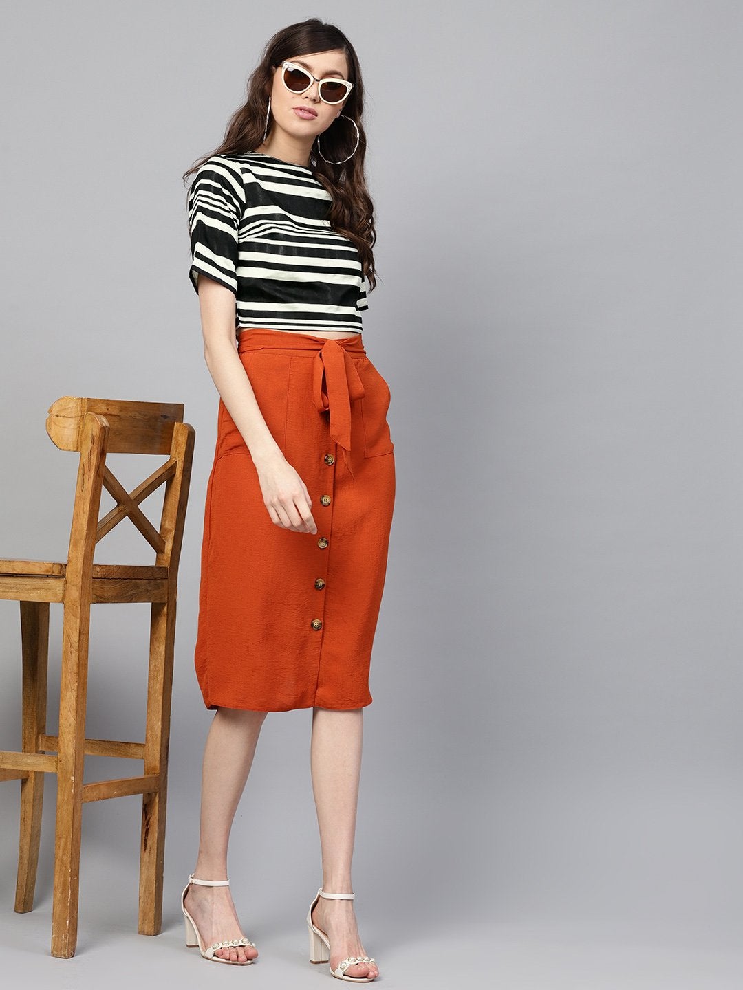 Women's Mono Stripe Crop Top - SASSAFRAS