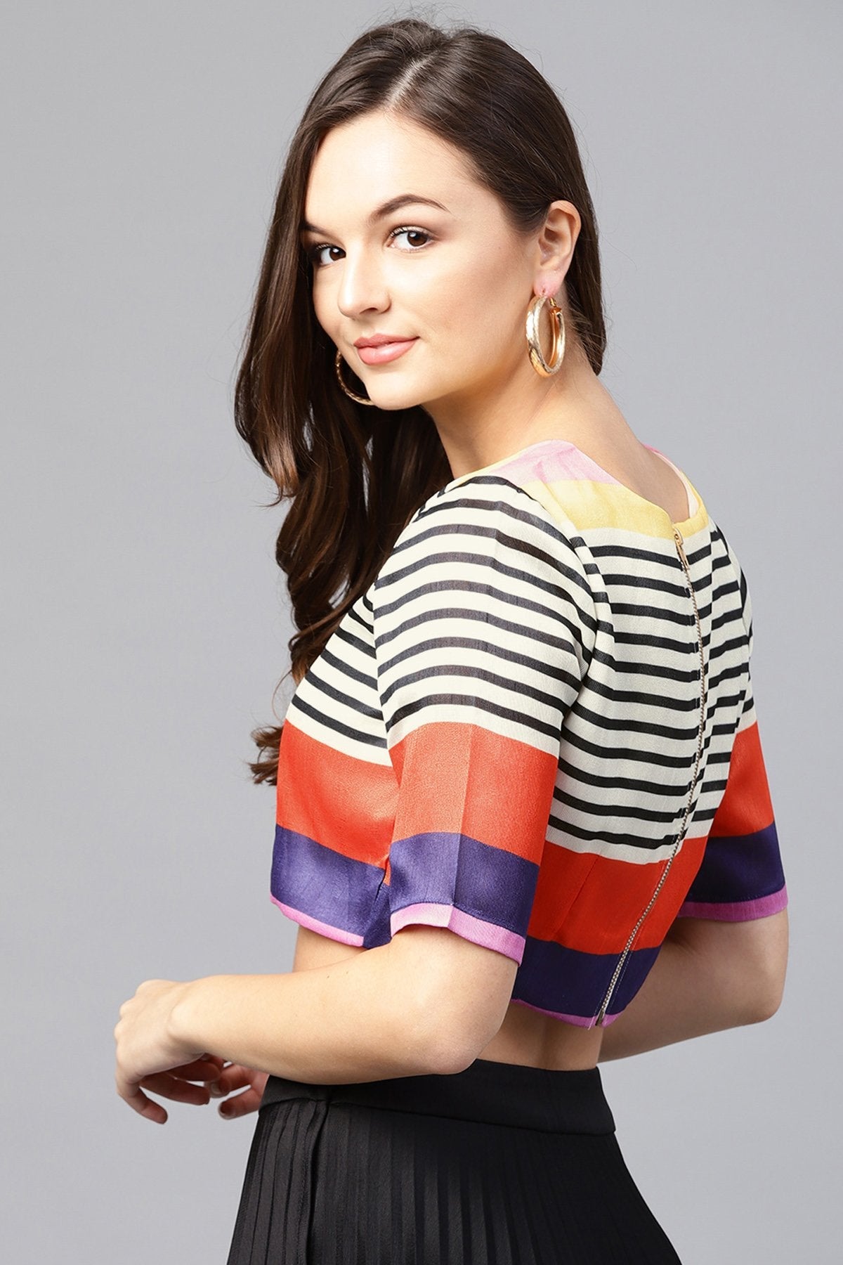 Women's Multi Stripe Crop Top - SASSAFRAS