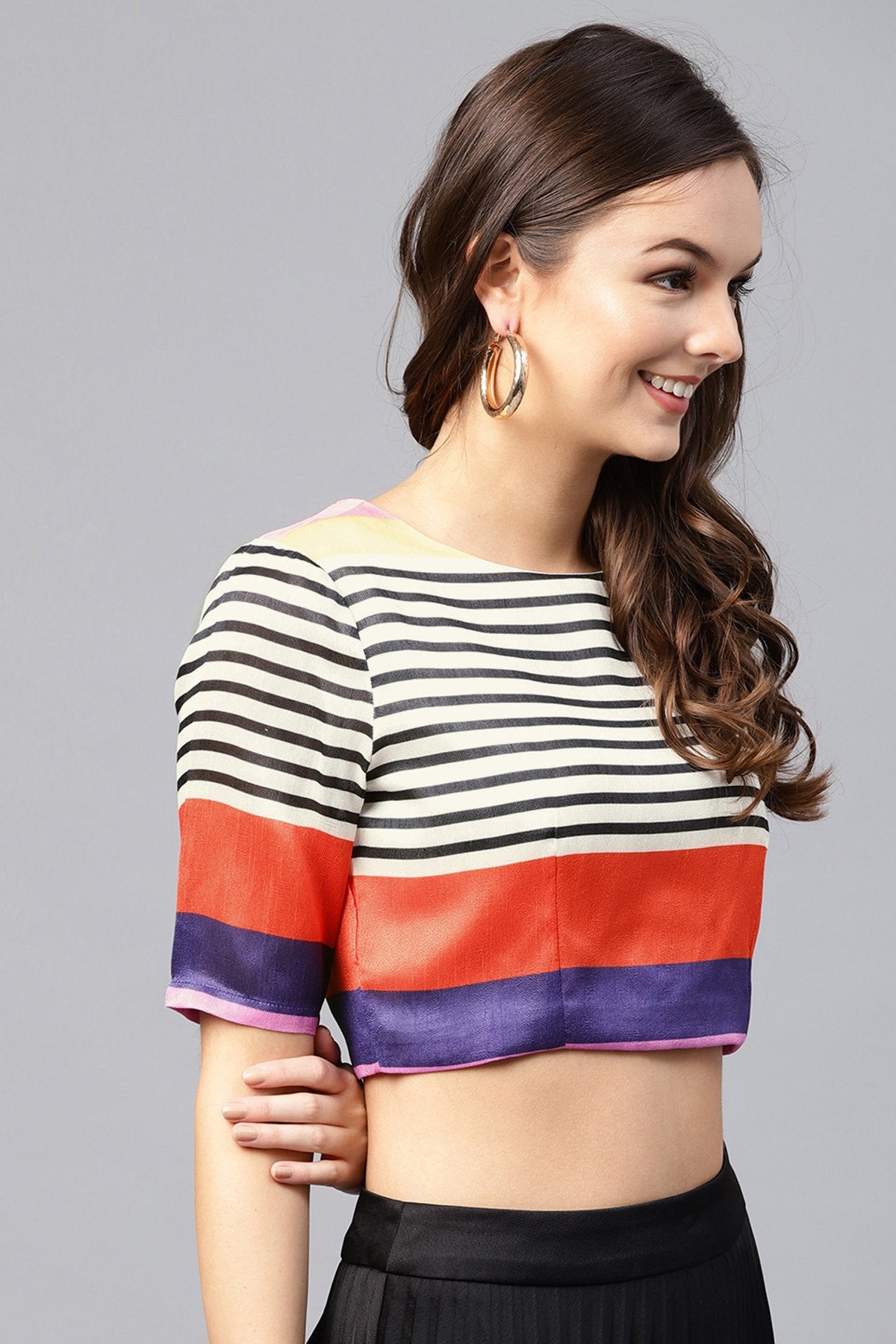 Women's Multi Stripe Crop Top - SASSAFRAS