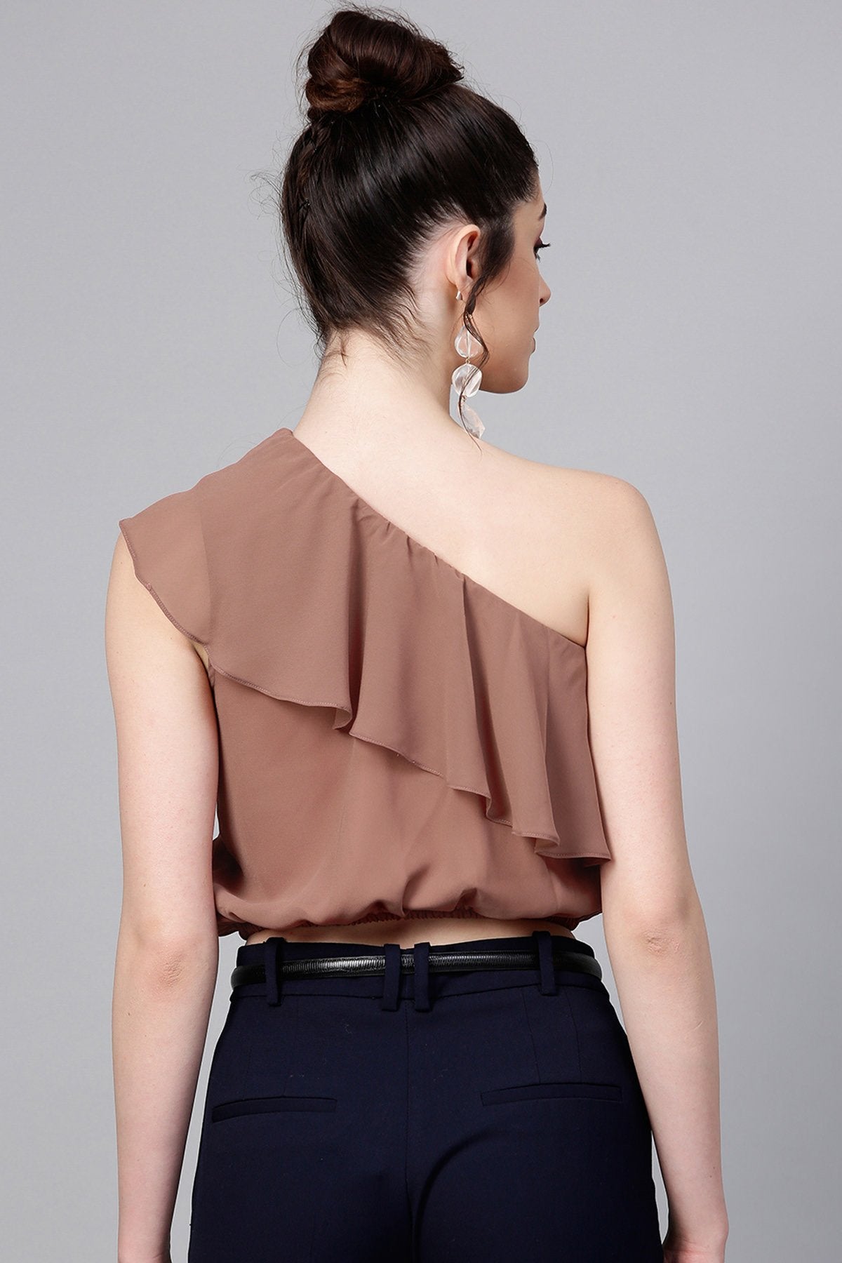 Women's Rosewood One Shoulder Crop Top - SASSAFRAS