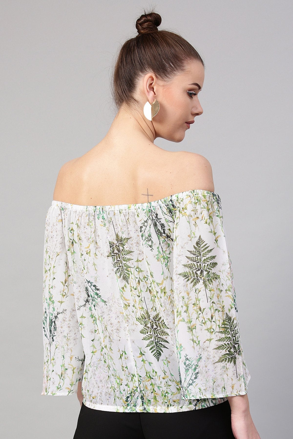 Women's Off-White Floral Off Shoulder Top - SASSAFRAS