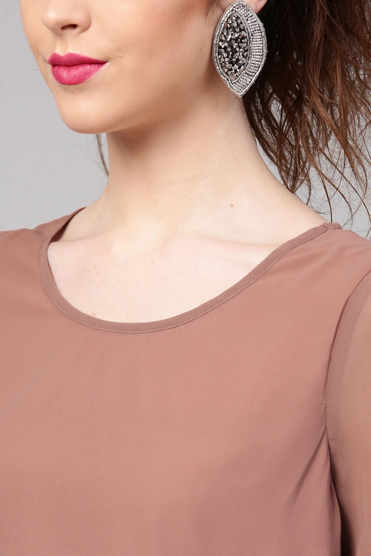 Women's Rosewood Ruched Sleeves Crop Top - SASSAFRAS