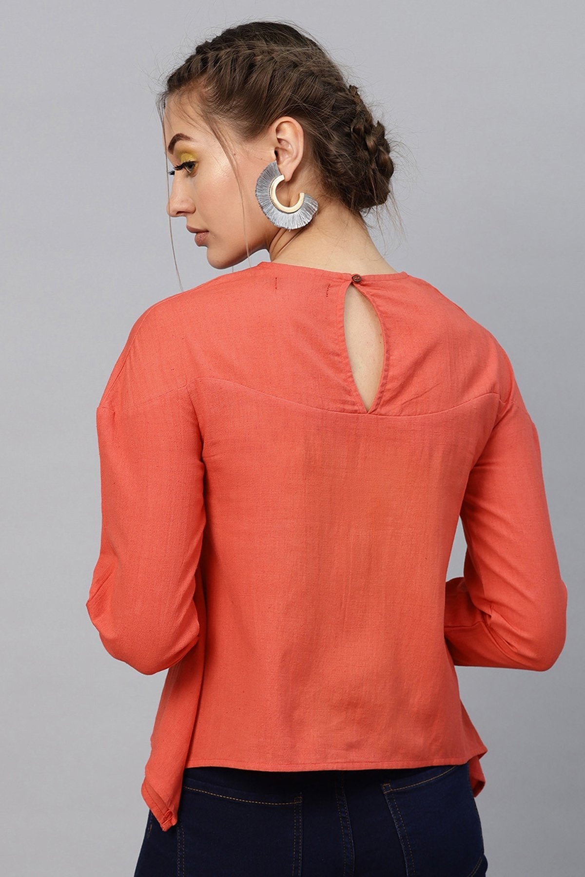 Women's Coral Neck Embroidered Top - SASSAFRAS