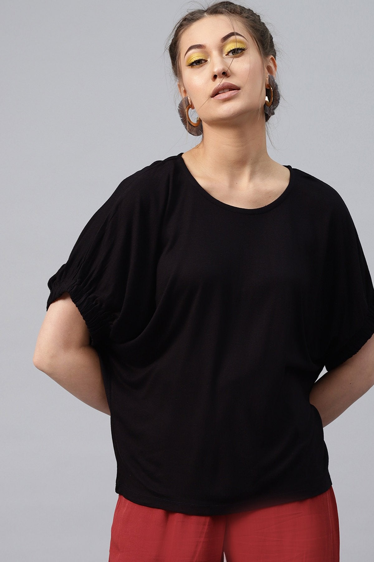 Women's Black Boxy Top - SASSAFRAS